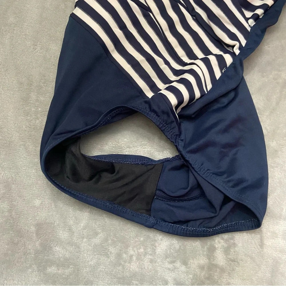 Navy and White Striped Women's Swimsuit - Picture 4 of 12